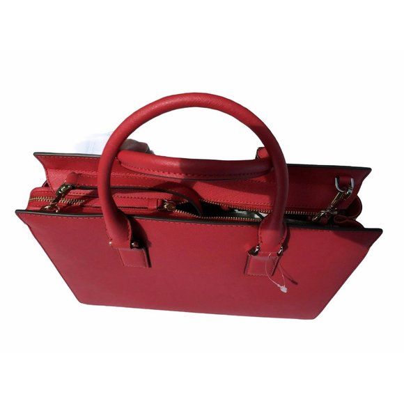 New NWT Kate Spade Red Leather Handbag Cameron Chili w/ Strap 13x10" - Picture 12 of 12
